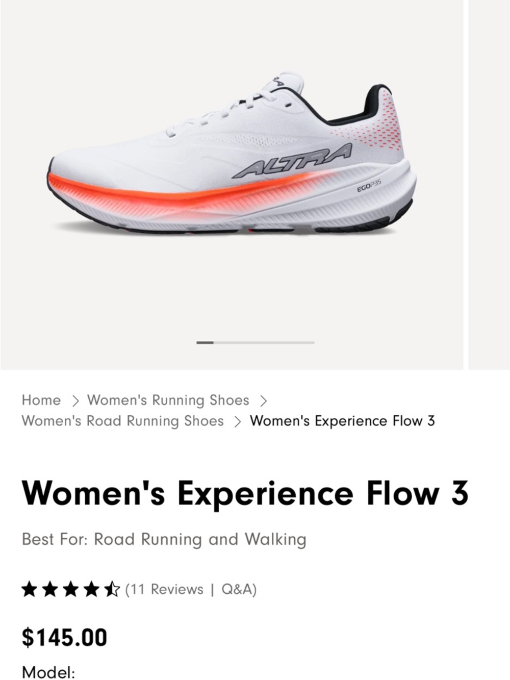 Altra Women's White with Coral Accent Running Shoes - Picture 3 of 3